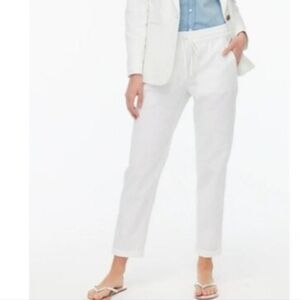 J. Crew White Linen Pants Tapered Leg Size 6